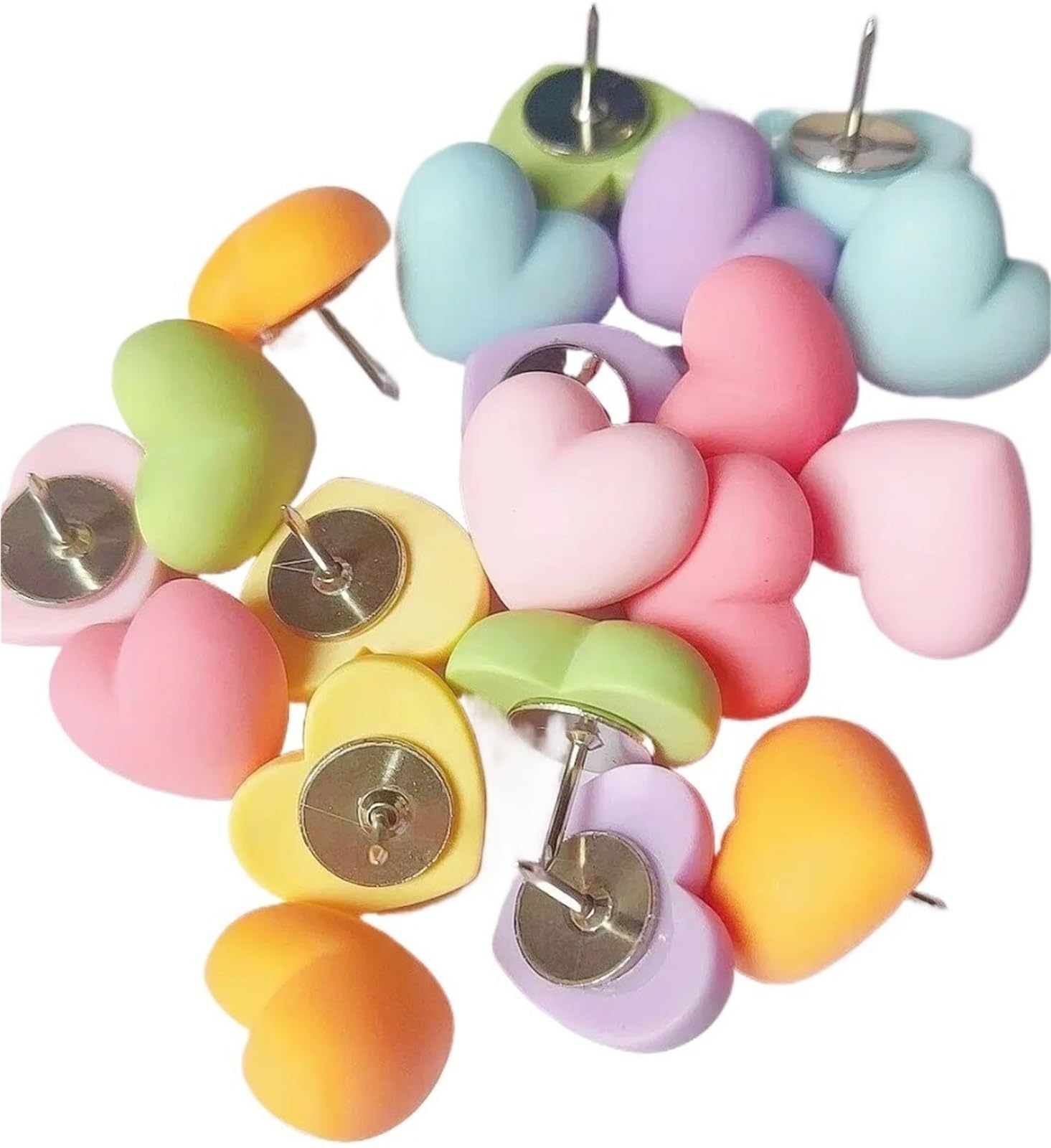 100pcs Macaron Heart-shaped Thumb Tacks, Resin Push Pins for Photo Wall Bulletin Board Decorative Pins