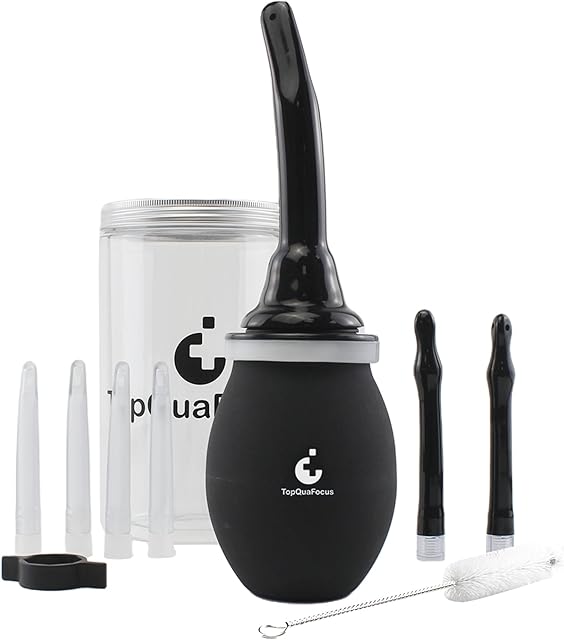 TopQuaFocus 420ml Douche Bulb Kit Anal Douche Colon Irrigation Douche for Man Woman (Black)