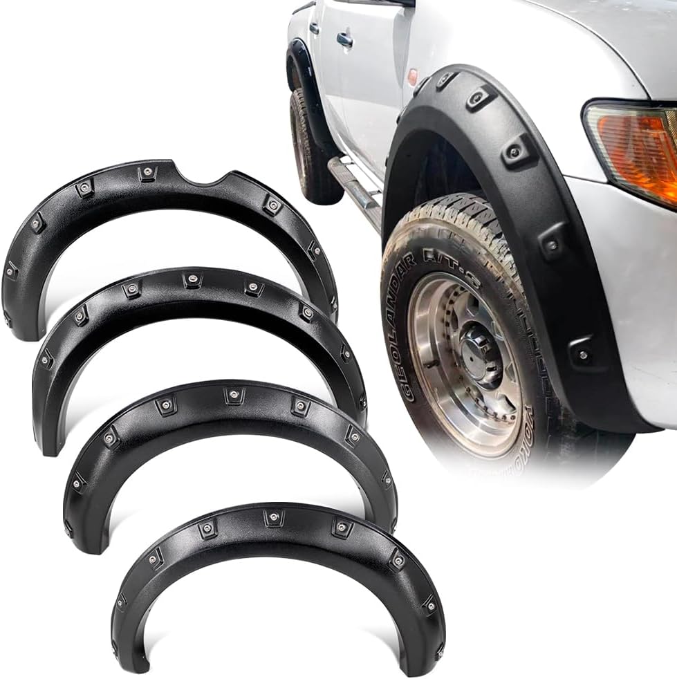 JHCHAN Wheel Arch Kit for Mitsubishi L200 2006-2009, for Mitsubishi Trition MK6 Wheel arches fender Flares Bolt On Look, L200 Accessories Wheel Arch Extension 35MM Extra Tyre Coverage