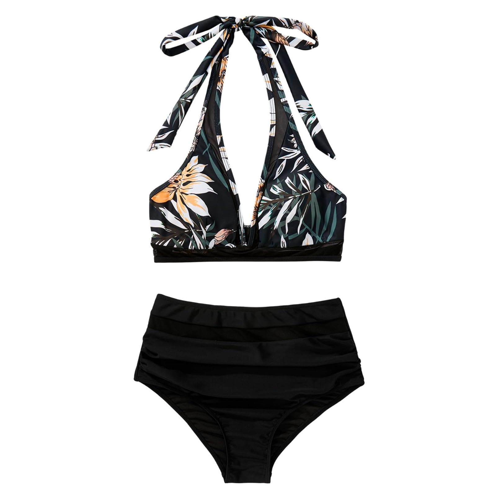 Generisch Bikini pour femme - Maillot de bain avec bretelles rembourrées amovibles - Impression haute