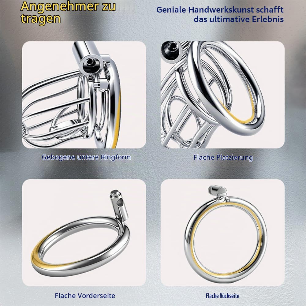 New Edelstahl PA Peniskäfig Sexspielzeug-Sets Doppeltem Design Penisring Anti-Escape CB Käfig Metall Keuschheitskäfig Keuschheitsgürtel BDSM Bondage Fetisch Keuschheit Sexspielzeug für Männer