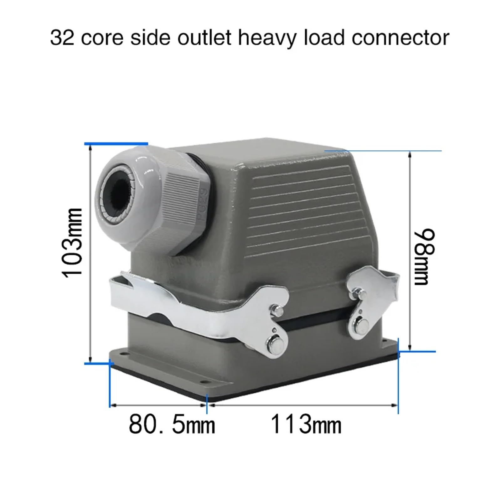 1 szt. Wodoodporne złącze przemysłowe o dużej wytrzymałości, seria HDC-HE - 16 A 500 V do automatyki i maszyn(32 Core Lateral Line)