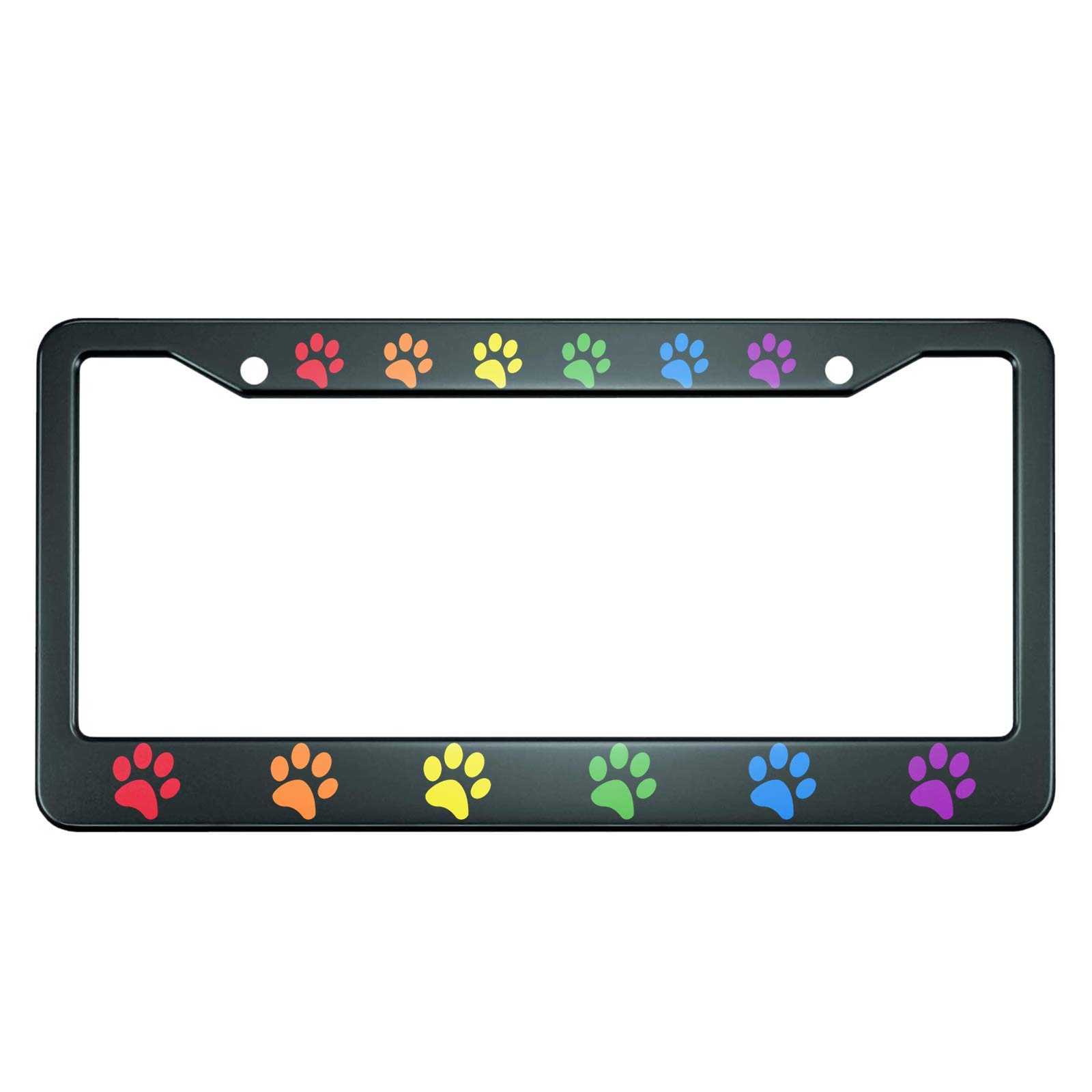 Rainbow Paw Print License Plate Frame
