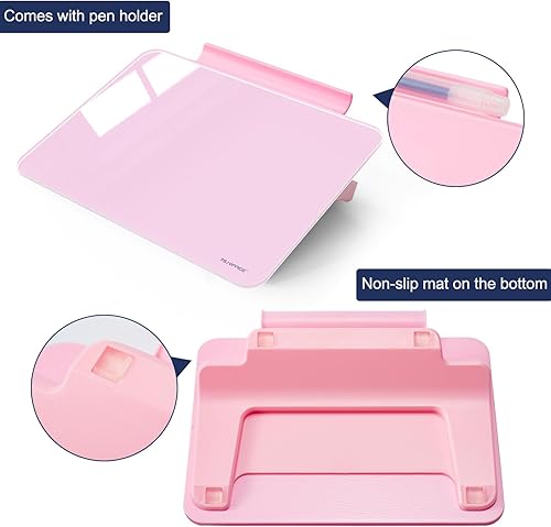 Vista 55 de TSJ OFFICE Pizarra blanca de escritorio pequeña – Pizarra de cristal de borrado en seco de 12 x 8 pulgadas con soporte, tablero de escritorio