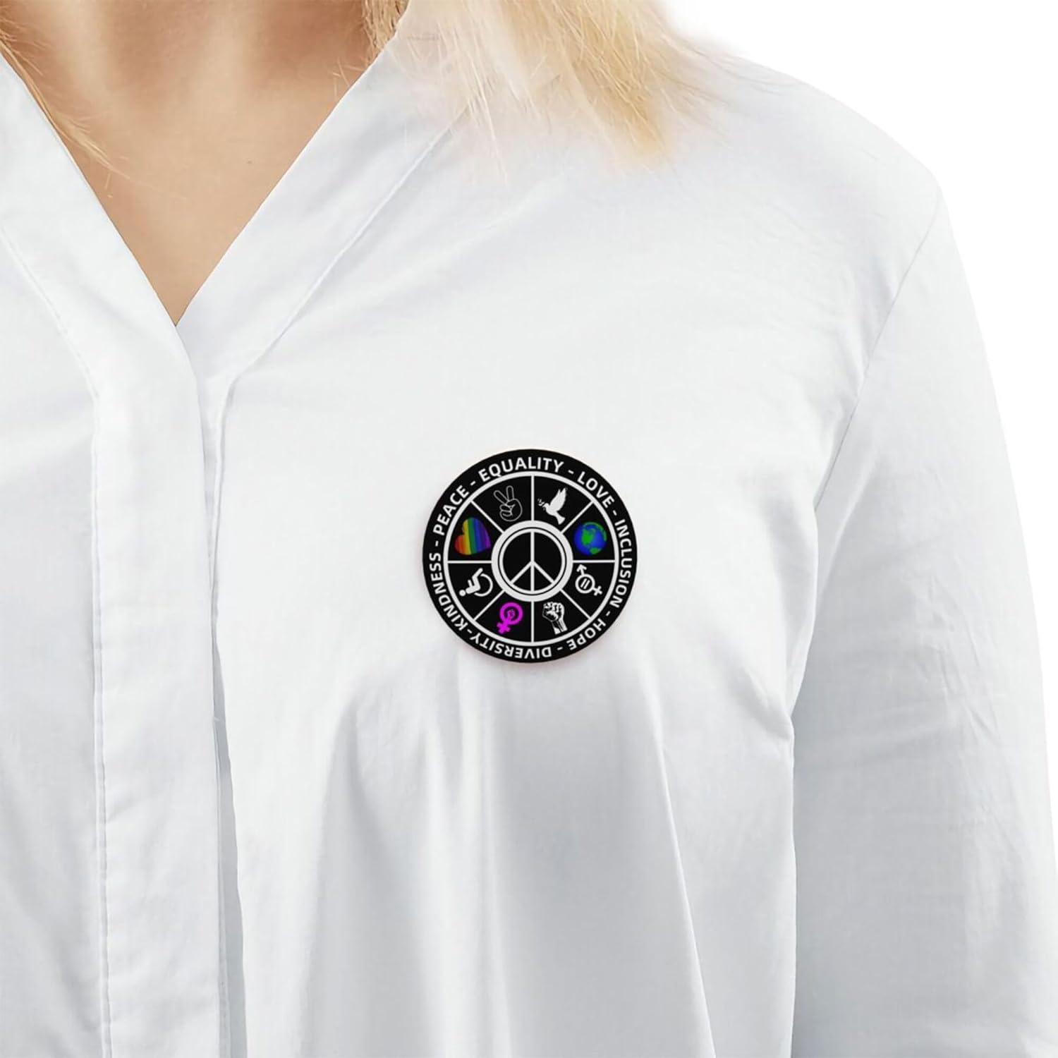 Kindness Peace Equality Love Inclusion Hope Diversity Pins 500 Pcs Round Buttons 2 Size 1.77 Inch And 2.3 Inch Personalized Novelty Round Pins Badge