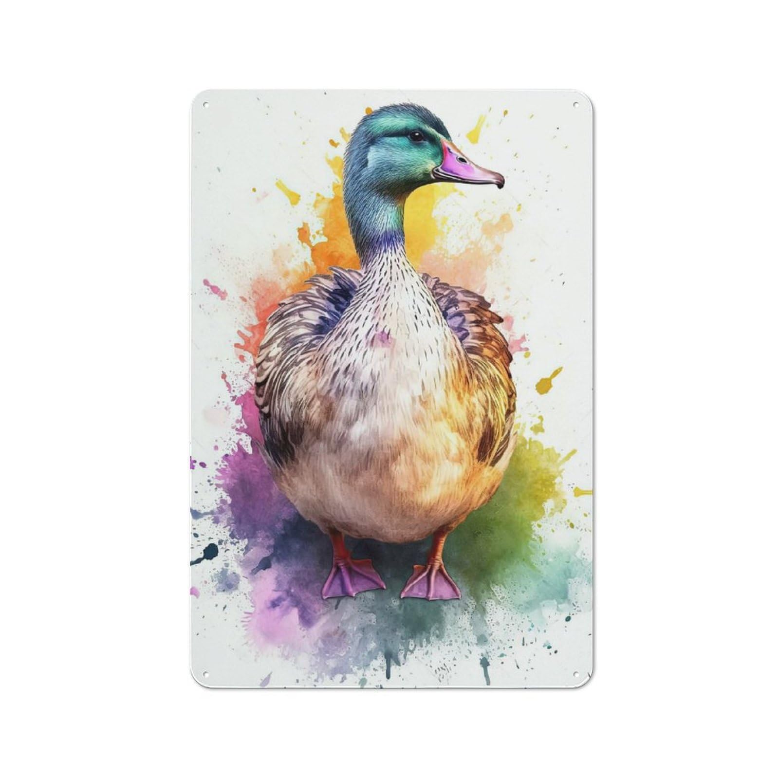 Junmoney Style-7 Watercolor Duck Painting Retro-Style Metal Sign 30X20cm For Garage Or Workshop, A Moving-Home Gift For Collectors Of Tin Signs