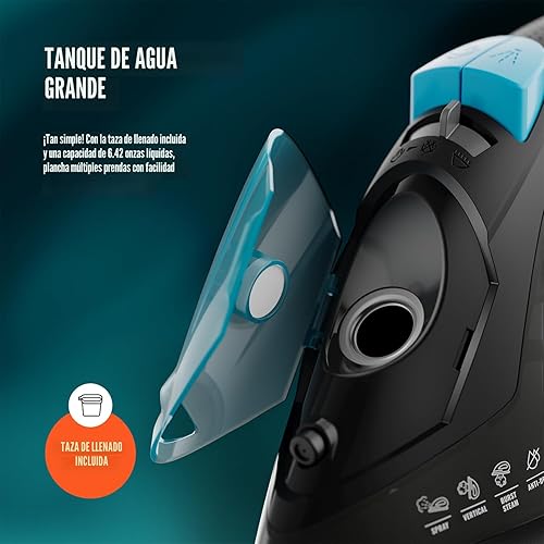 Miniatura 9 de PurSteam - Plancha de vapor profesional de 1250 W, potente vaporizador con ráfaga de vapor y pulverización, suela antiadherente, fácil control de