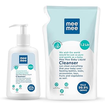Mee Mee Anti-Bacterial Baby Liquid Cleanser (1.2 L - Refill Pack)&Mee Mee Anti-Bacterial Baby Liquid Cleanser (Cleanser - 500 Ml - Bottle)