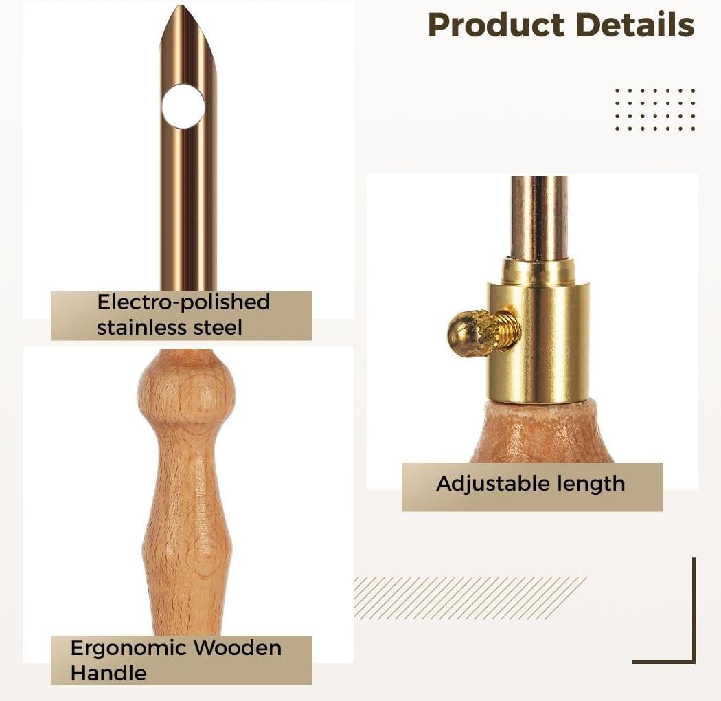 7-Piece Punch Needle Set With Wooden Handles, Includes Threaders For Embroidery And Rug Hooking