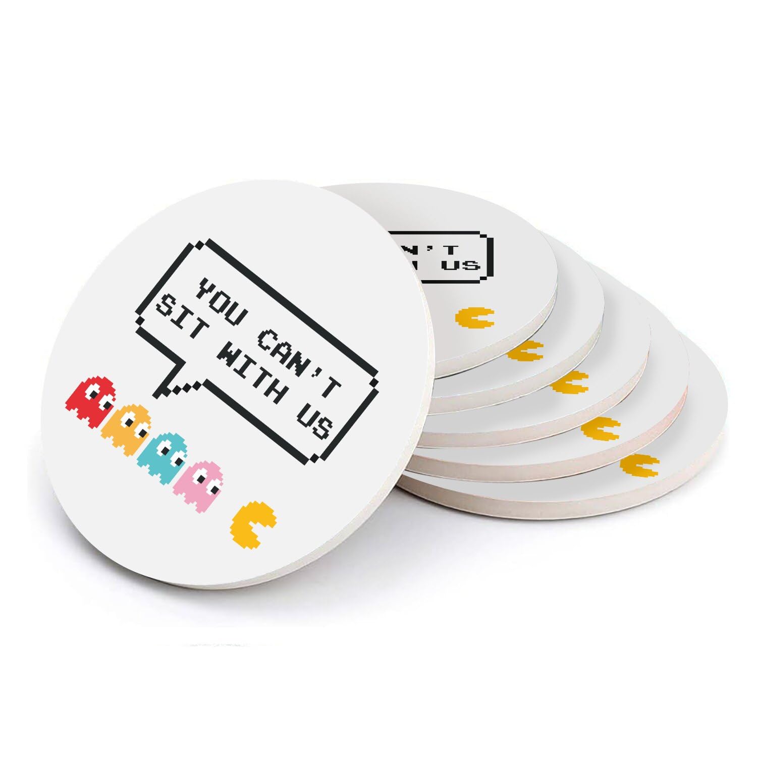 Sous-verre ronds en céramique You Can't Sit with Us le cadeau parfait pour passionné de jeux vidéo