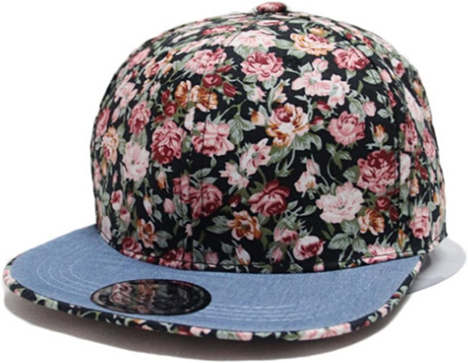 Vintage Floral Snapback Hats Baseball Cap Bboy Hip-hop Hat (Black)