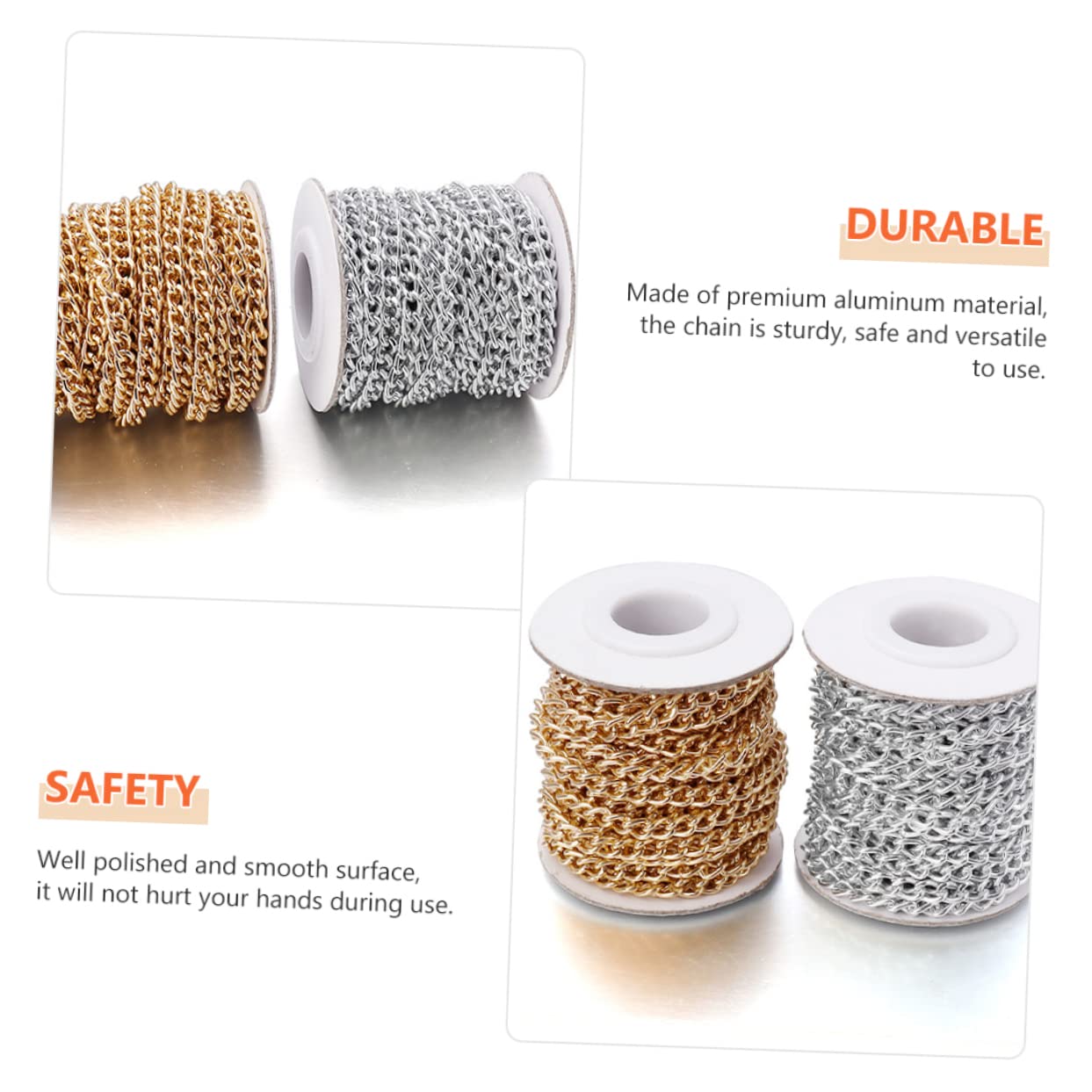 Abaodam 5 Rollos Cadena De Bolsa Reemplazo De Asas De Cartera Clips De Vestir Manija De La Correa De La Cadena Del Bolso Cadena De La Correa Del Bolso Aluminio Metal