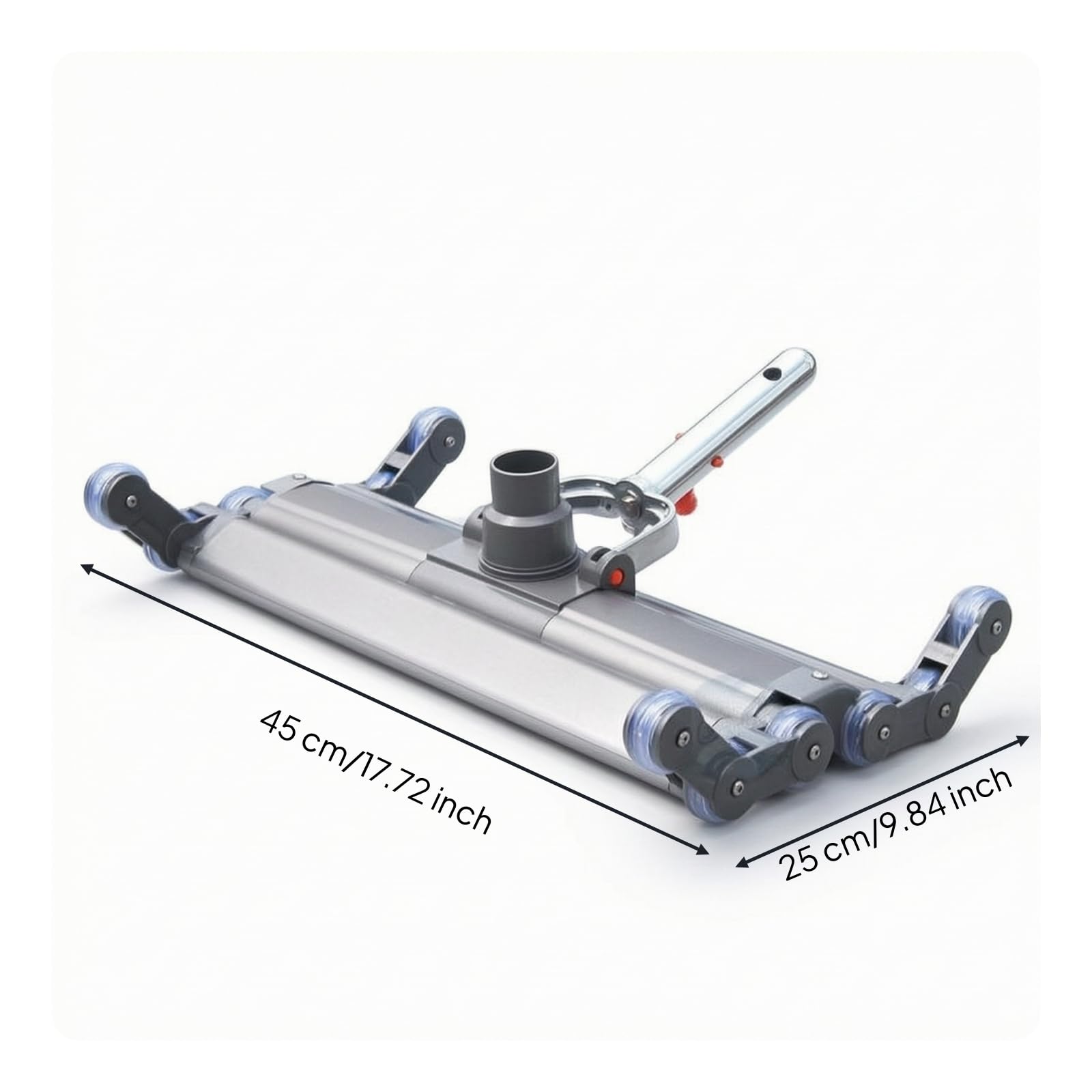 Testa Aspiratore Piscina Robusta Scopa Rettangolare con Rulli Guida Spazzola con Canali di Pulizia Testa Pulente con Innesto Standard Corpo Misto