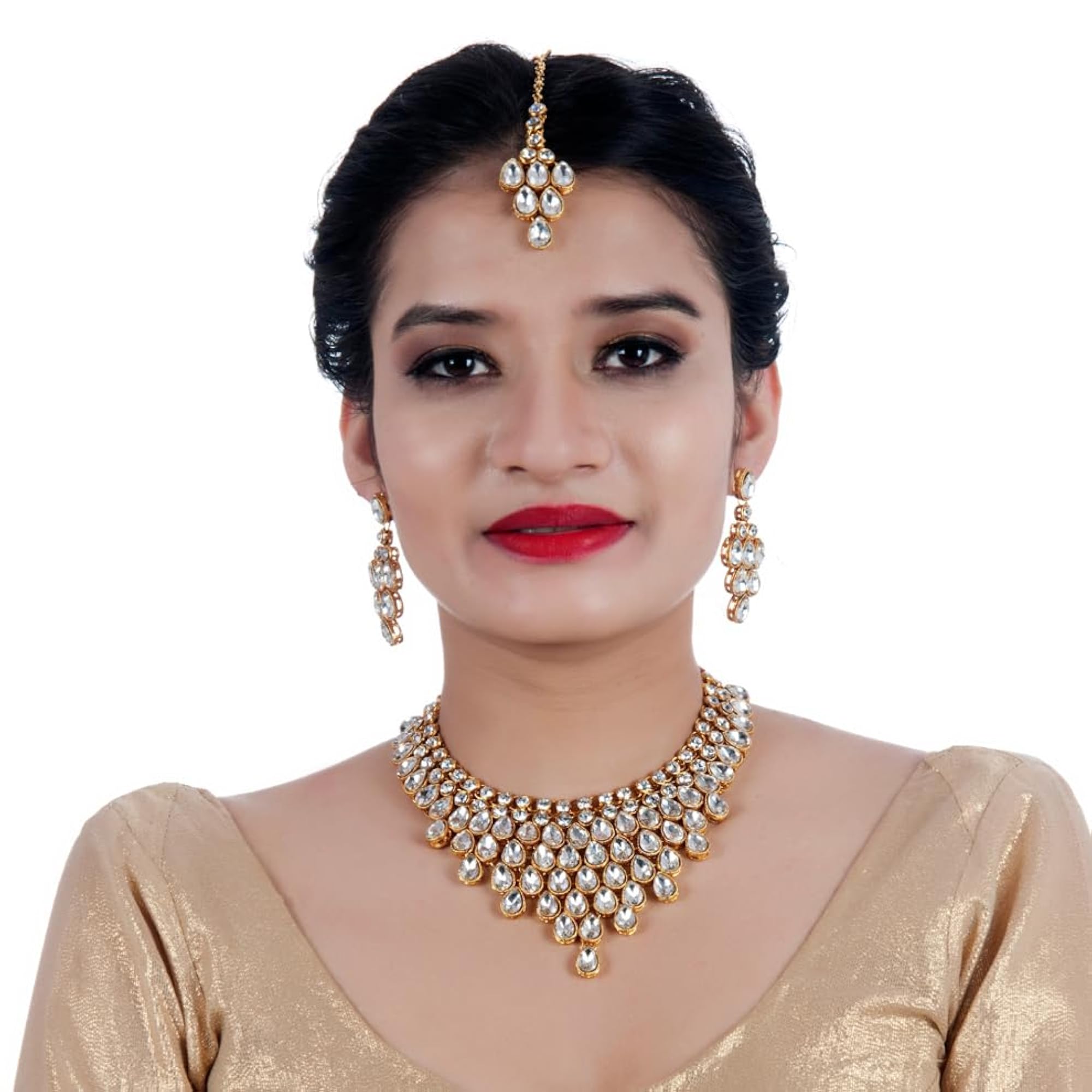 Designer Gold Plated Elegant Stone Necklace Set
