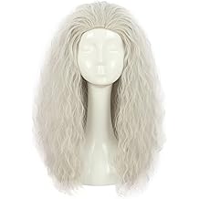 Old Women Long Curly Fluffy Dirty Silver Grey Witch Halloween Cosplay Party Wig