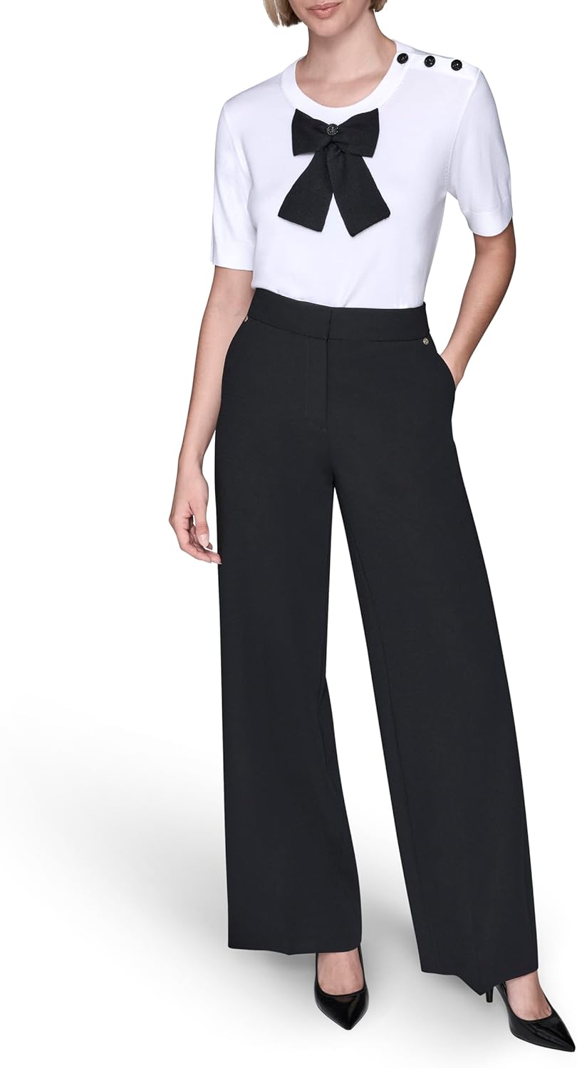 Karl Lagerfeld Womens Short Sleeve Crew Neck Bow Sweater - Image 5