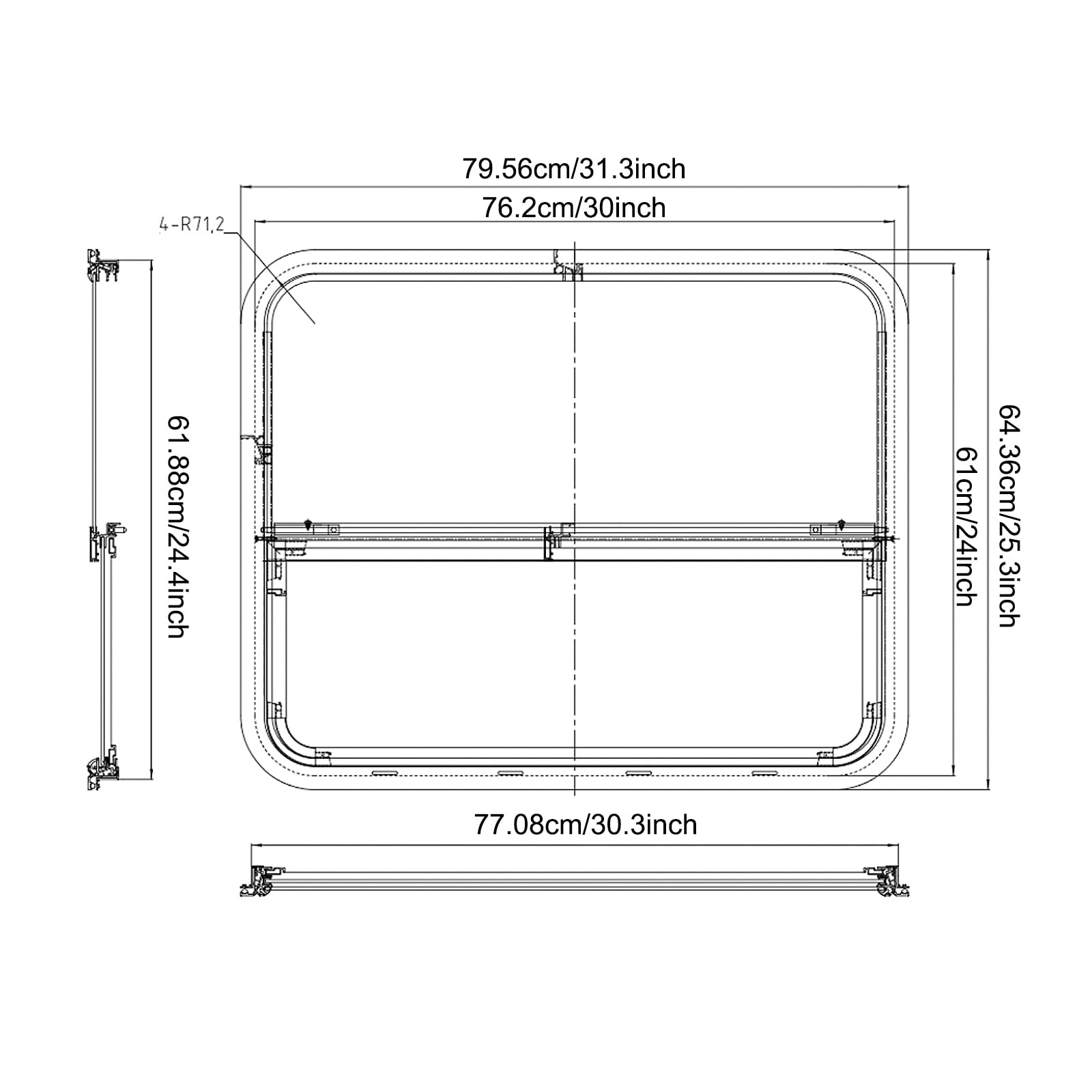 2 piezas de repuesto para ventanas de caravana | Ventana corredera vertical | Ventana de caravana | Ventanas de autocaravana con anillos de moldura rectangulares, protección solar y protección contra