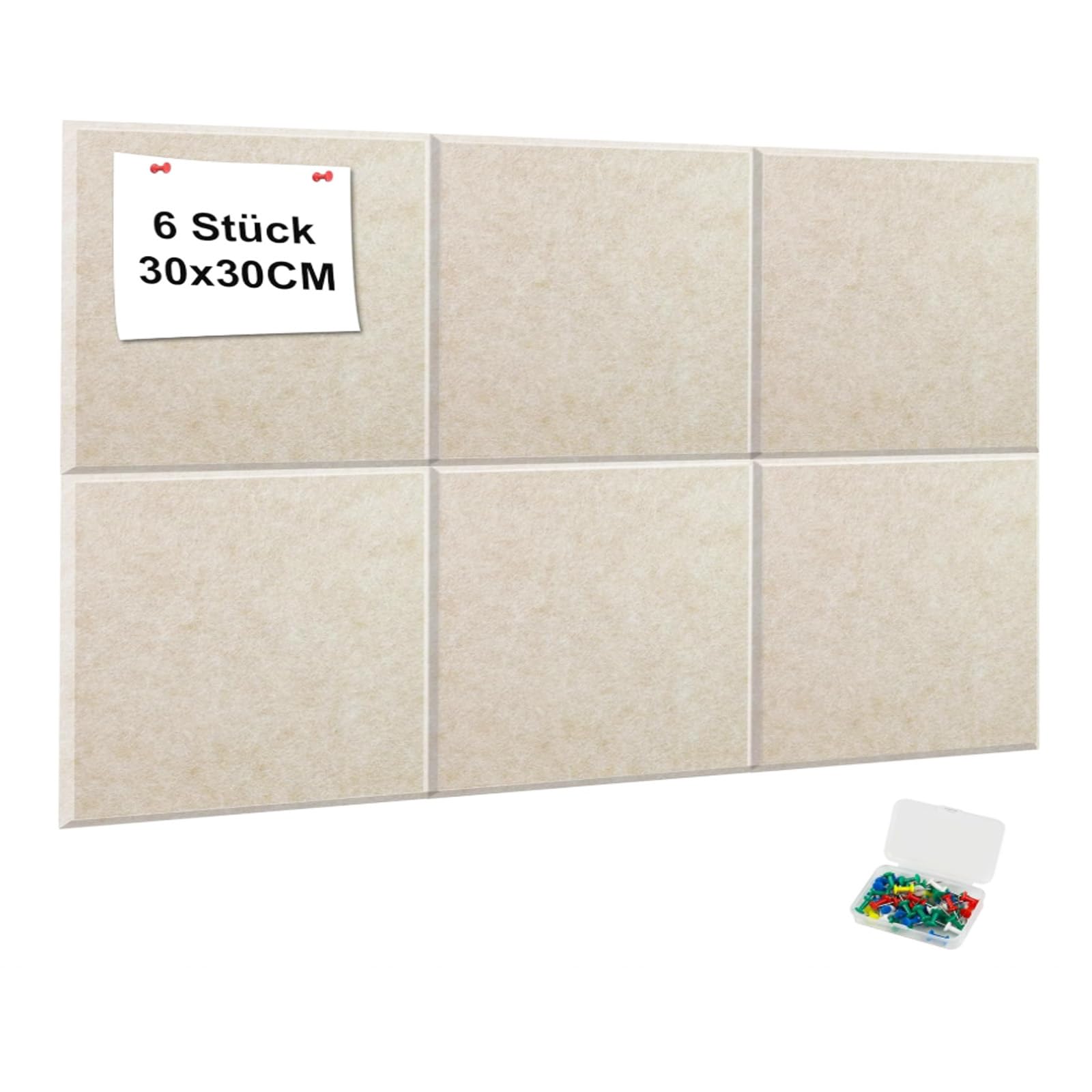 YFLeomry 60x90 cm Large Cork Board, 6 Pack 30x30 cm Removable Felt Board, Self Adhesive Bulletin Board with Pushpins for Photo DIY Memo Display in Home Kitchen Office School(Camel)