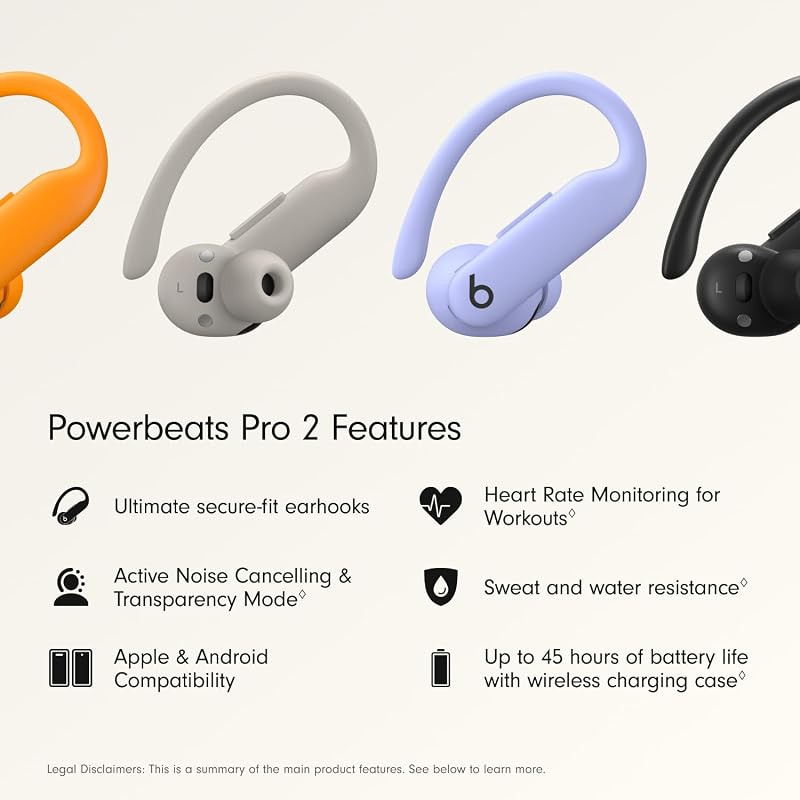 Beats Powerbeats Pro 2 Wireless Bluetooth Earbuds - Noise Cancelling, Heart Rate Monitor, IPX4, Up to 45H Battery & Charging Case, Works with Apple & Android - Hyper Purple image 2