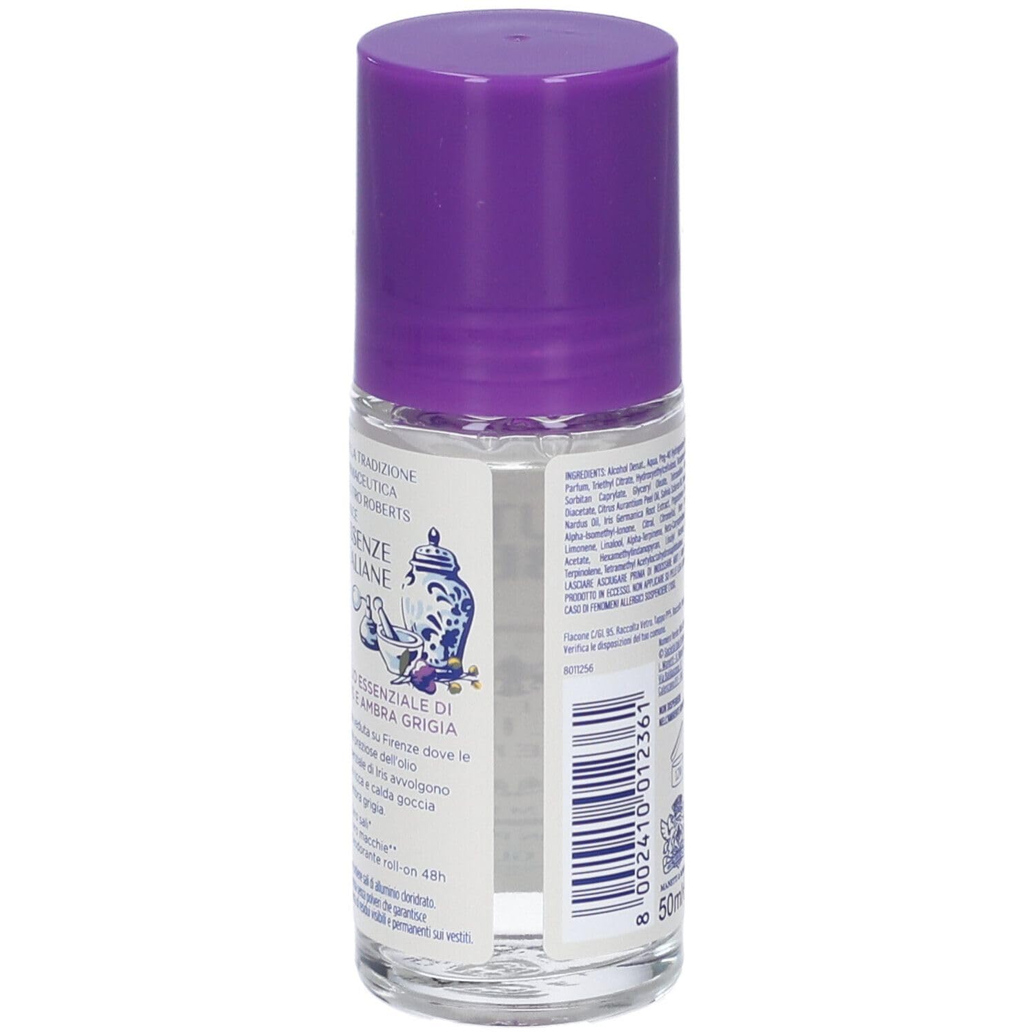 12x Neutro Roberts Deodorante Roll-On Firenze, mit Iris- und Ambra-Grigia-Öl, 50ml,+ Italy Shop Service Kostenloser Schlüsselanhänger