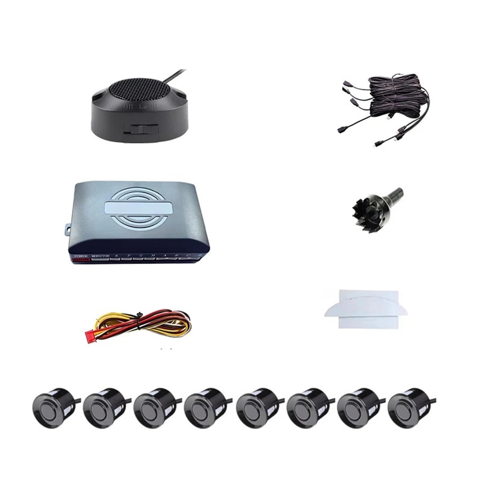 sensori di parcheggio auto Auto Camion Furgone RV Sorgente Fabbrica 8 Sonda Cicalino da 22 mm Sensore di parcheggio Impermeabile 12V Radar di retromarcia Parcheggio sicuro | 080-8-BK-22MM