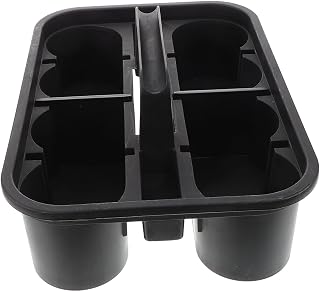 Happyyami Sturdy Plastic Storage Tray Organizer with Handle for Car Cleaning Tools Divided Tote Bin for Art Craft Supplies Makeup Bathroom Durable Stylish Cleaning Supplies Basket
