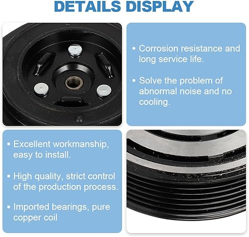 Vista 168 de ECCPP Embrague del compresor del A/C 1997-2001 apto para Ford E-150 E-250 E-350 E-450 AC Compresor Embrague Kit de Ensamblaje de Embrague Conjunto