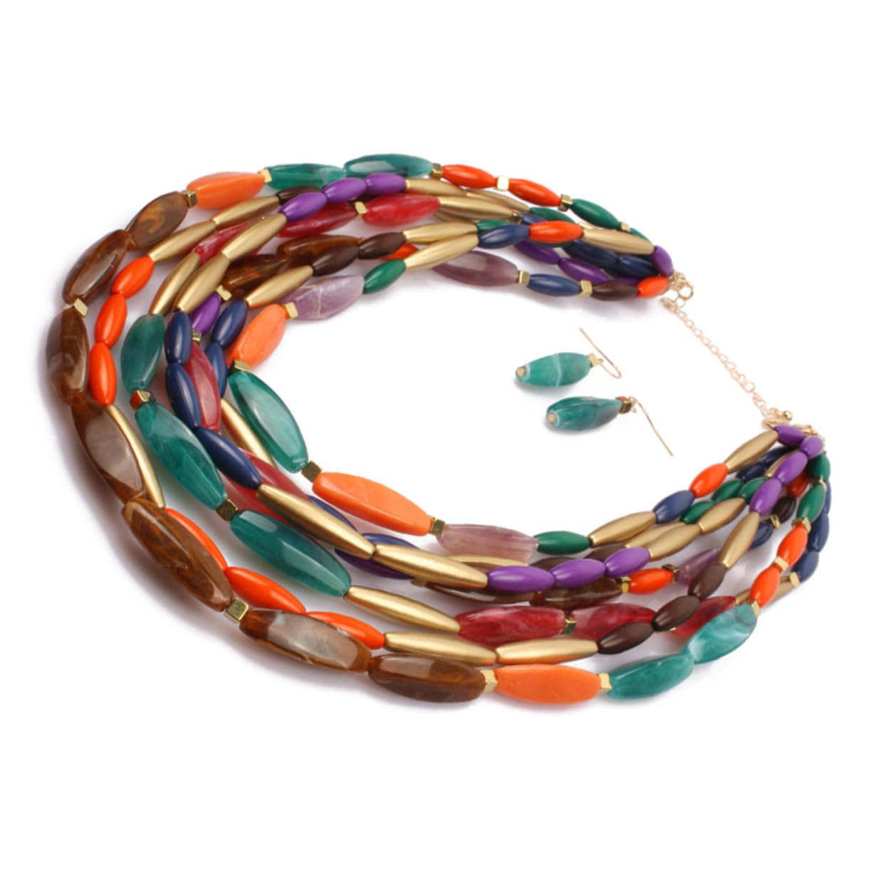 GALPADA 3pezzi Collana Multilayer Colorata Con Perline Per Donne Gioielli Artigianali Eleganti Per Occasioni Speciali e Uso Quotidiano