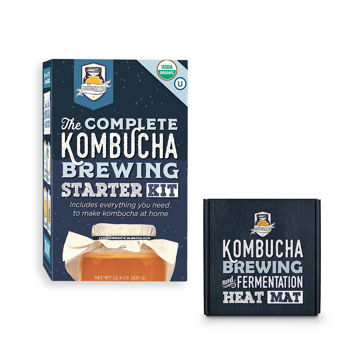 Fermentaholics Kombucha Brewing Starter Kit – USDA Certified Organic SCOBY & Tea, Complete Home Kombucha Making Kit with Culture, Kosher Certified (Deluxe Kombucha Brewing Kit)
