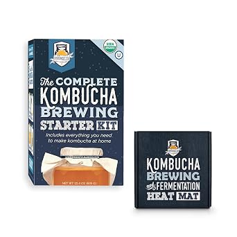 Fermentaholics Kombucha Brewing Starter Kit USDA Certified Organic SCOBY & Tea, Complete Home Kombucha Making Kit with Culture, Kosher Certified Deluxe Kombucha Brewing Kit