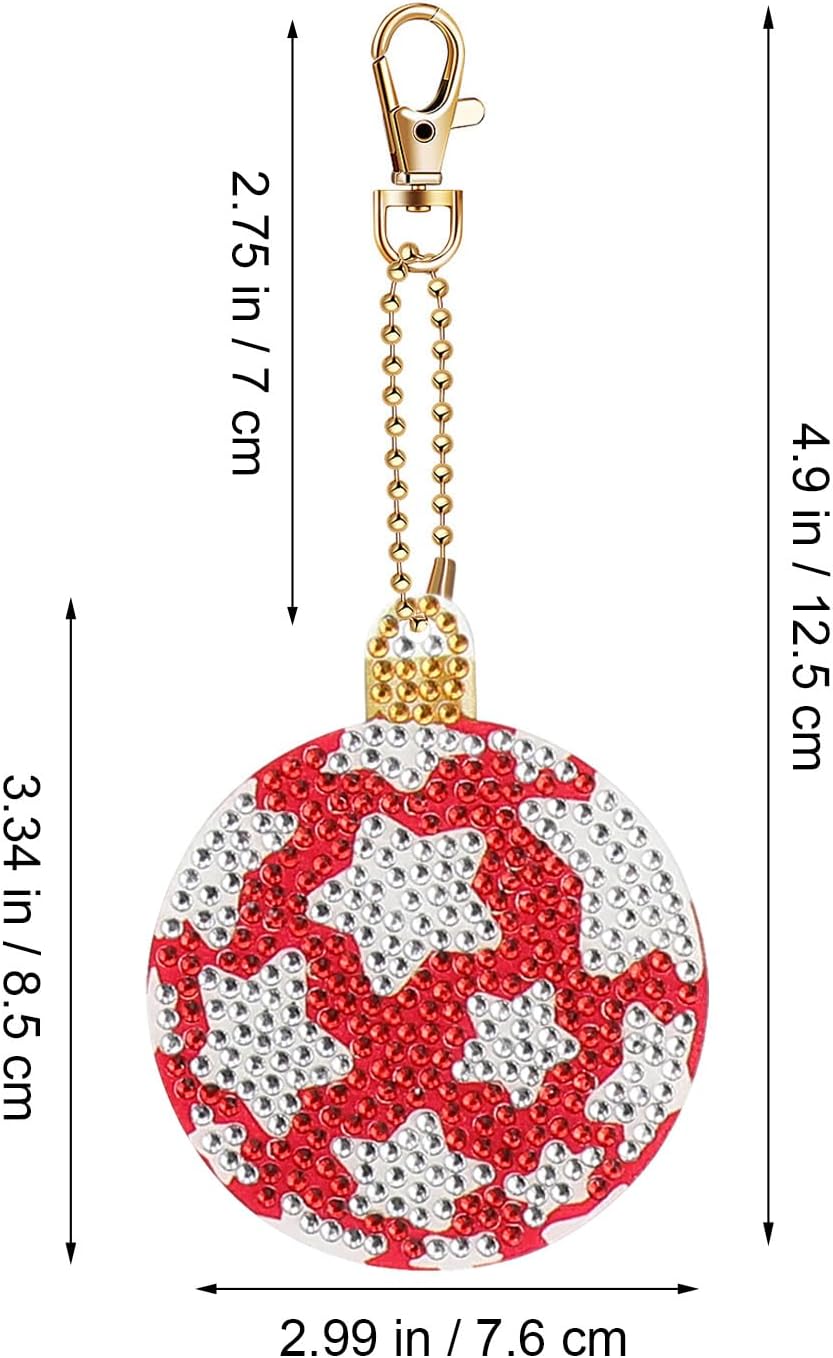 Garneck 15Pcs Christmas Diamond Art Ornaments Xmas Diamond Art Keychain Kit Dotting Kit Dotting Keychain Decorations for Christmas Supplies (Pack of 2)