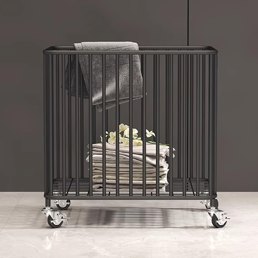 Kosz na Pranie Rollende wasmand met wielen Metalen wasmand Winkelwagen Nordic Luxe Basketbal Speelgoed Opbergorganisator Bak Badkamer Vuile Kleren Mand voor Sportuitrusting Pojemnik