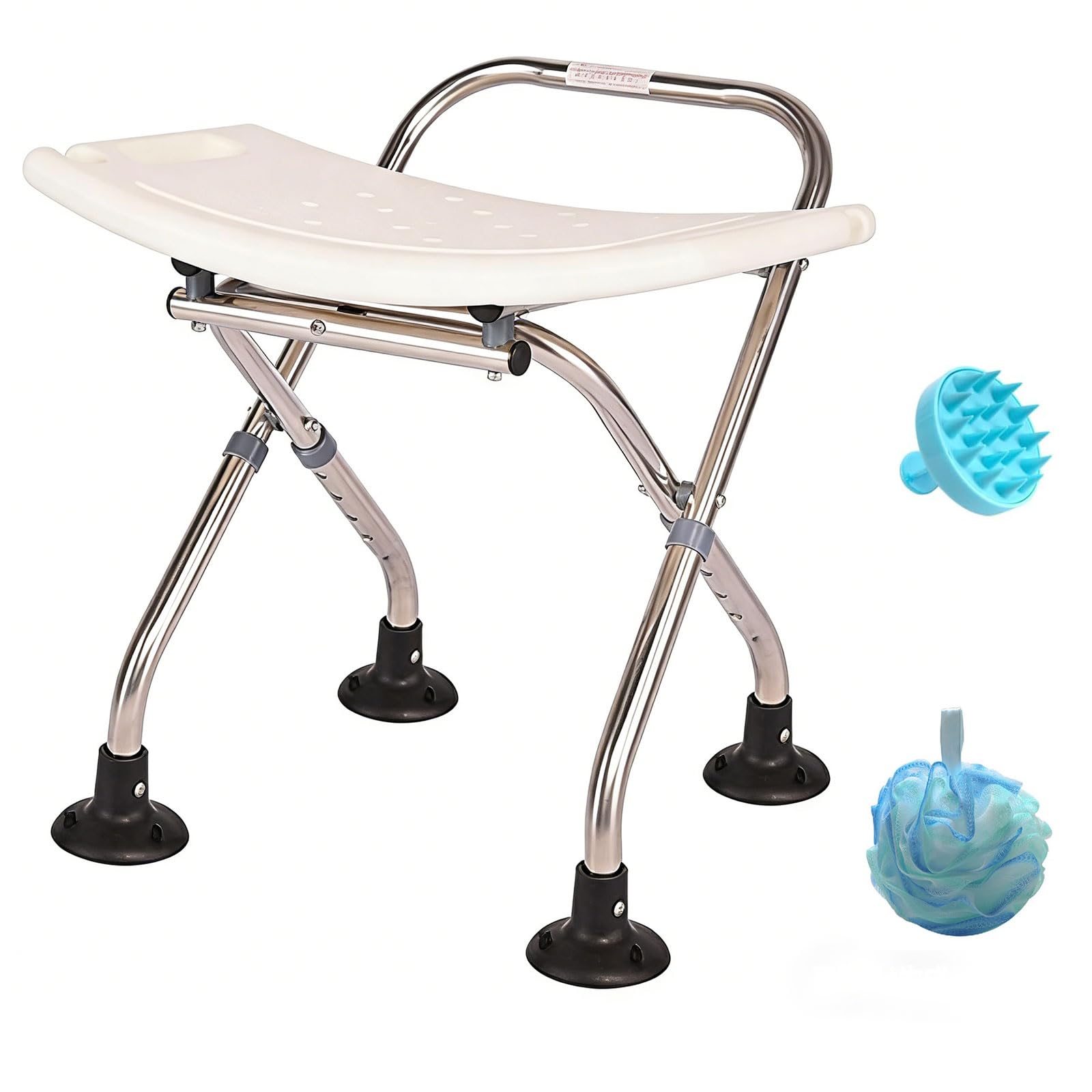 Folding Shower Chair Seat, 300lbs Adjustable Height Bath Bench, Stainless Steel Shower Seat for Shower or Tub, Foldable Foldable Shower Stool for for Adults, Elderly