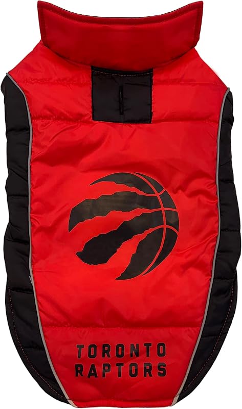 Casaco Puffer para Cães e Gatos Toronto Raptors NBA Pets First, Tamanho Small