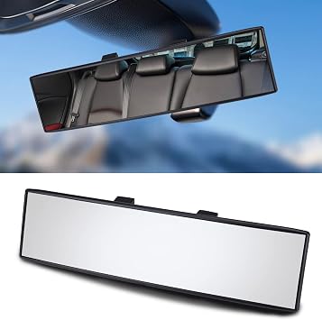 12.1 Inch Interior Clip-on Panoramic Convex Rear View Mirror for Car, Extended Rearview Accessory White