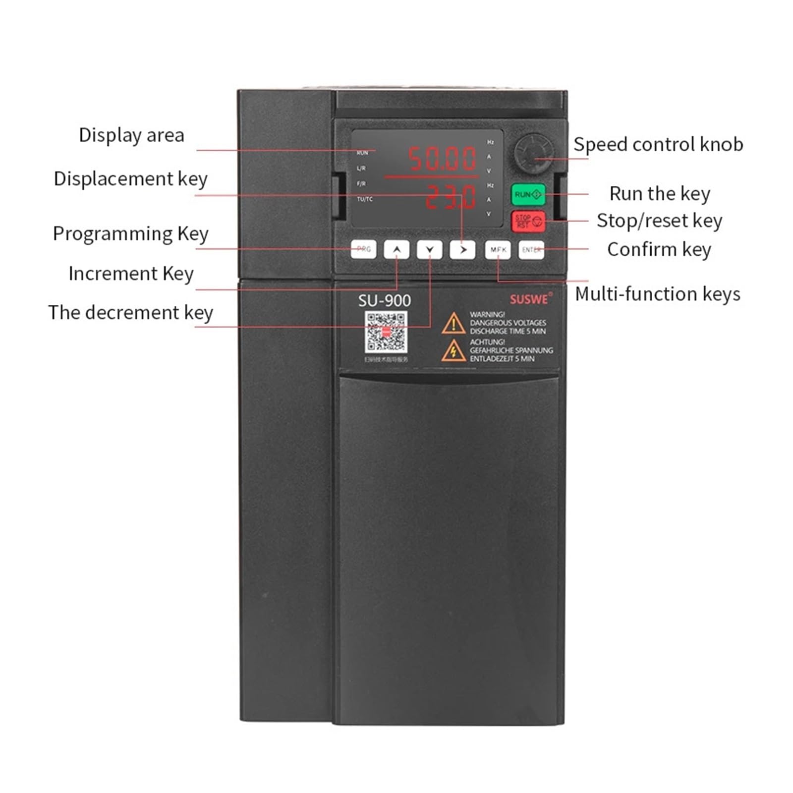 Azionamento a Frequenza Variabile, VFD 11KW 15KW 18KW 22KW 30KW Convertitore di frequenza vettoriale ad Alte Prestazioni AC380v Regolatore di velocità del Motore trifase Inverter(11KW 380V)