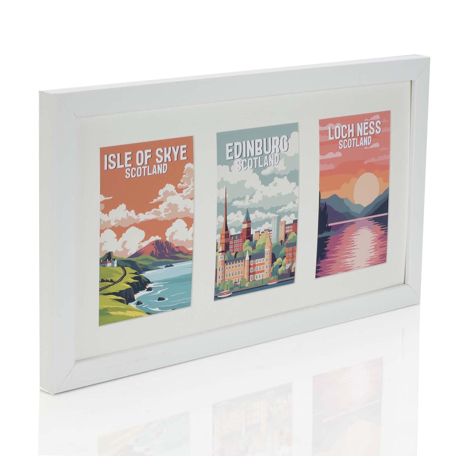 Boldon Framing White Multi Aperture Photo Picture Frames Holds 2, 3 Or 4 Photos Various Sizes And Colours-Fits 3 7X5 Inch Photos