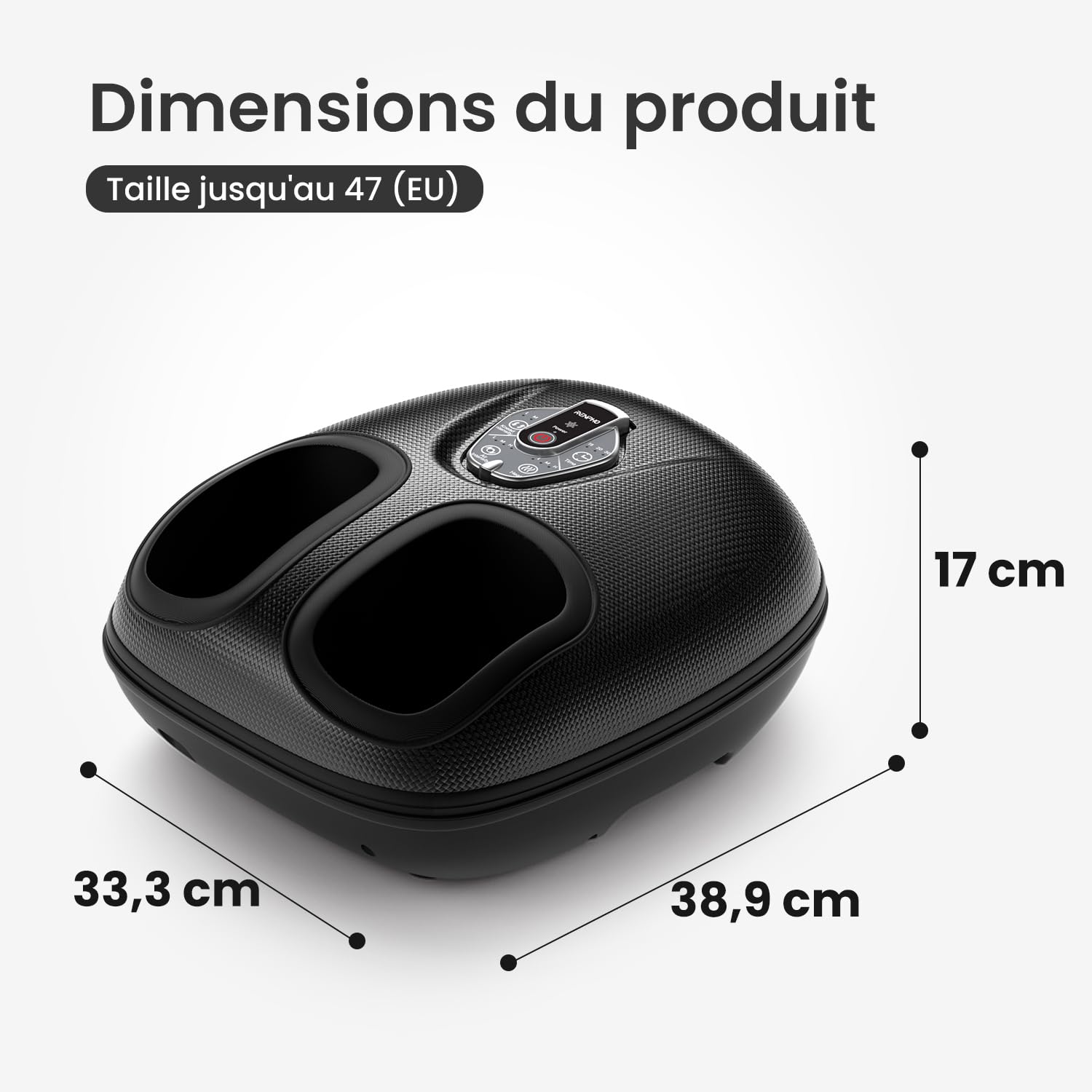 RENPHO Portable Masseur de pieds avec chaleur pour fasciite lantaire, Pétrissage Shiatsu, Compression, Masseur de pieds électrique à 3 intensités, Cadeaux pour hommes femmes