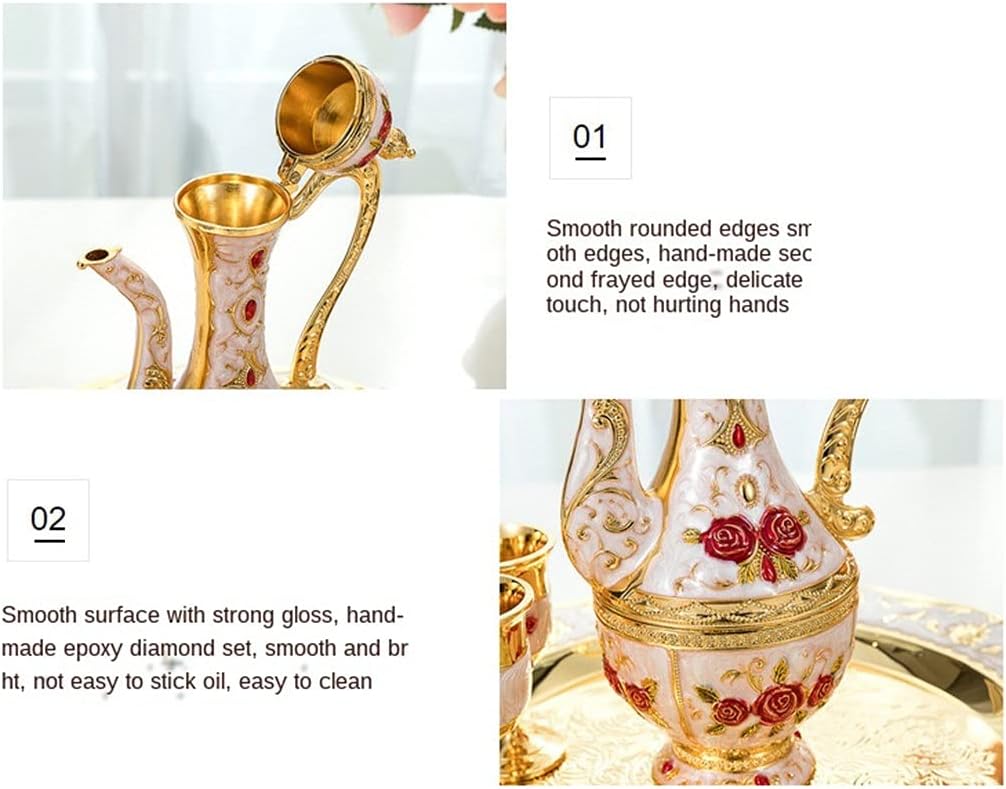 Metal Wine Set Liquor Tray Gift Russian Wine Set High-End European-Style Antique Zinc Wine Jug Wine Glass (Color : C) (B)