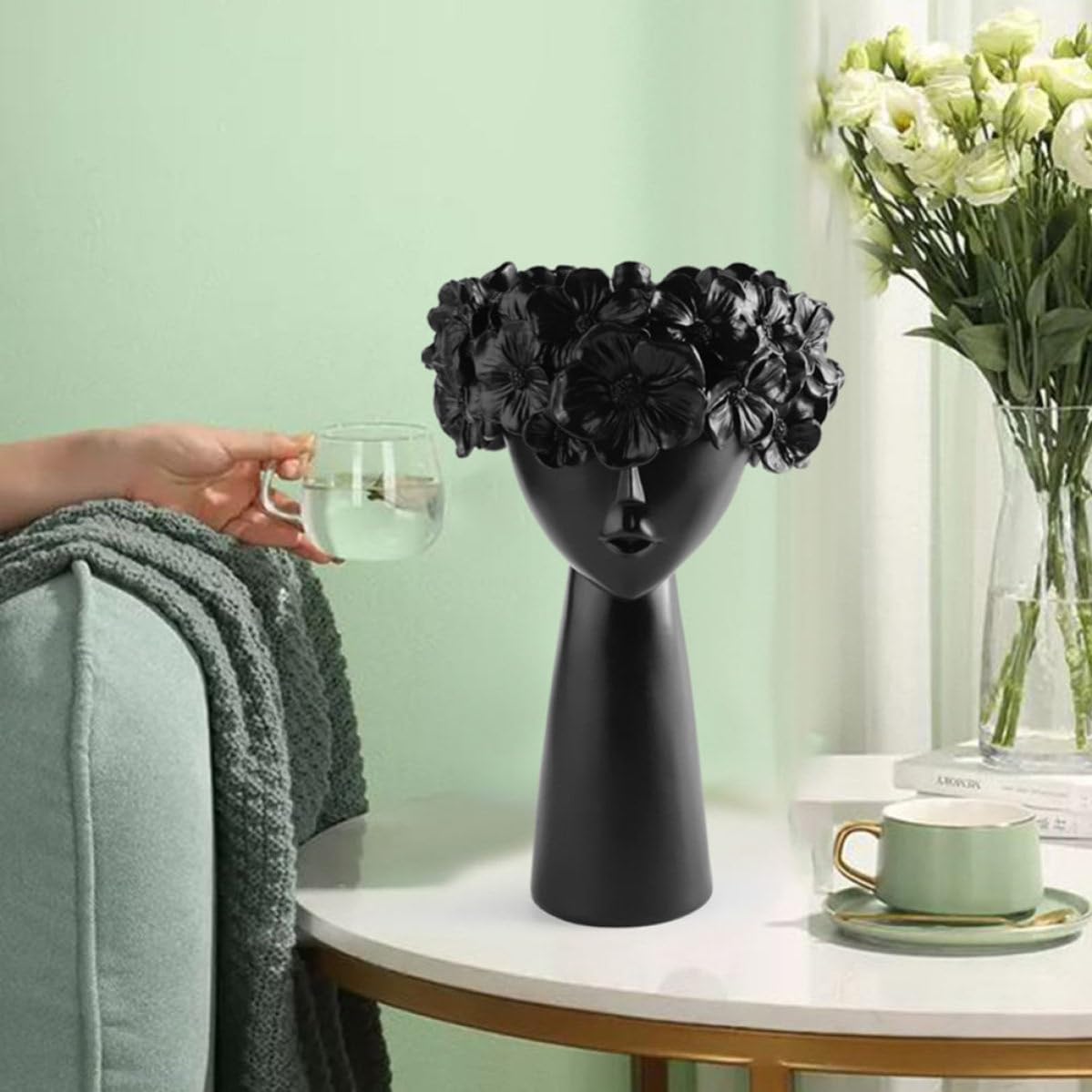 COLLBATH Moderner Nordischer Blumentopf aus Kunstharz in Schädel Form Dekorativer Pflanzkübel für Zuhause mit Sicherem und Umweltfreundlichem Material für Innenbereich