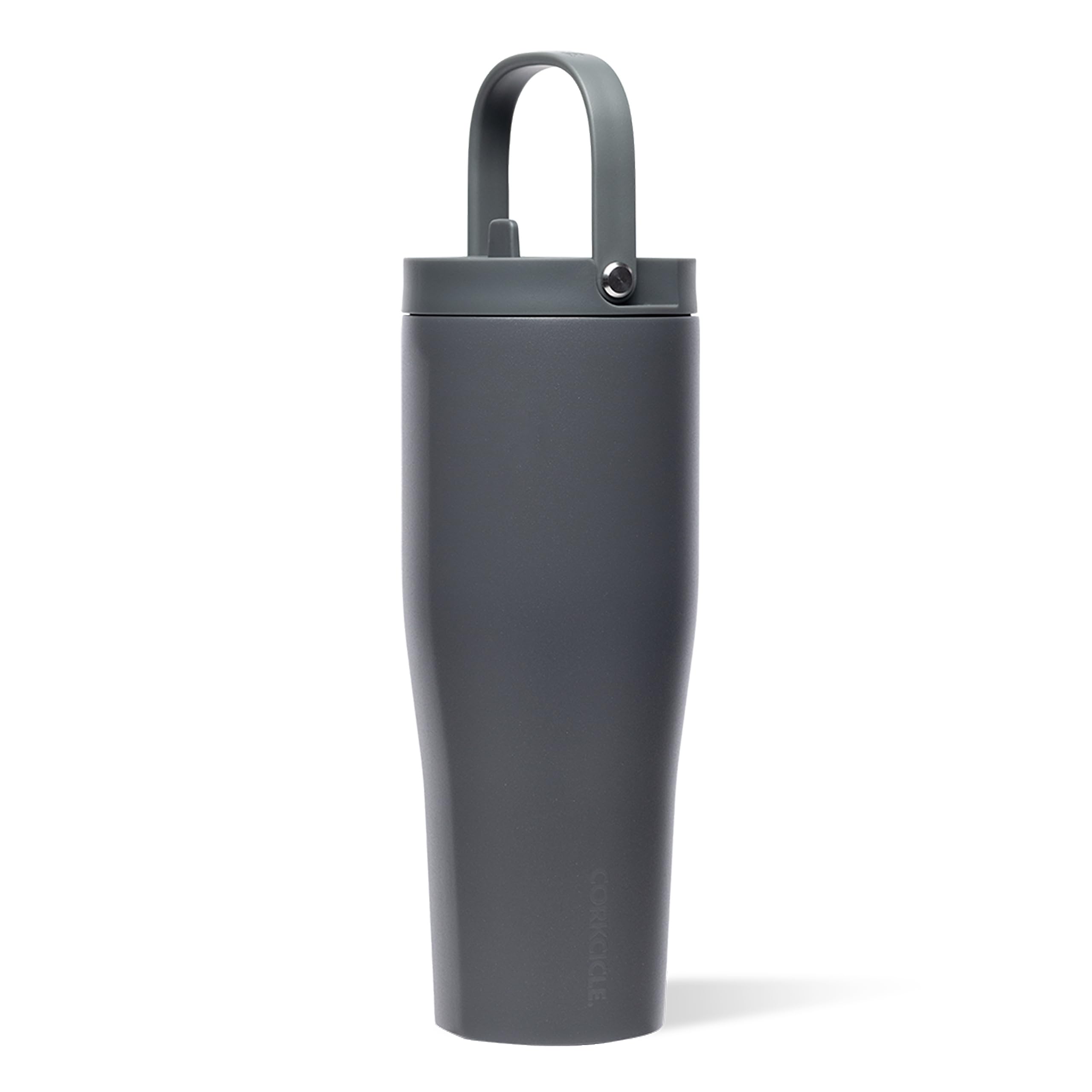 Corkcicle Go Cup XL Isolierter Becher mit Deckel und Strohhalm, Feuerstein, 850 ml, wiederverwendbare Wasserflasche hält Getränke für 12 Stunden kalt, Becherhalterfreundlicher Becher, auslaufsicheres