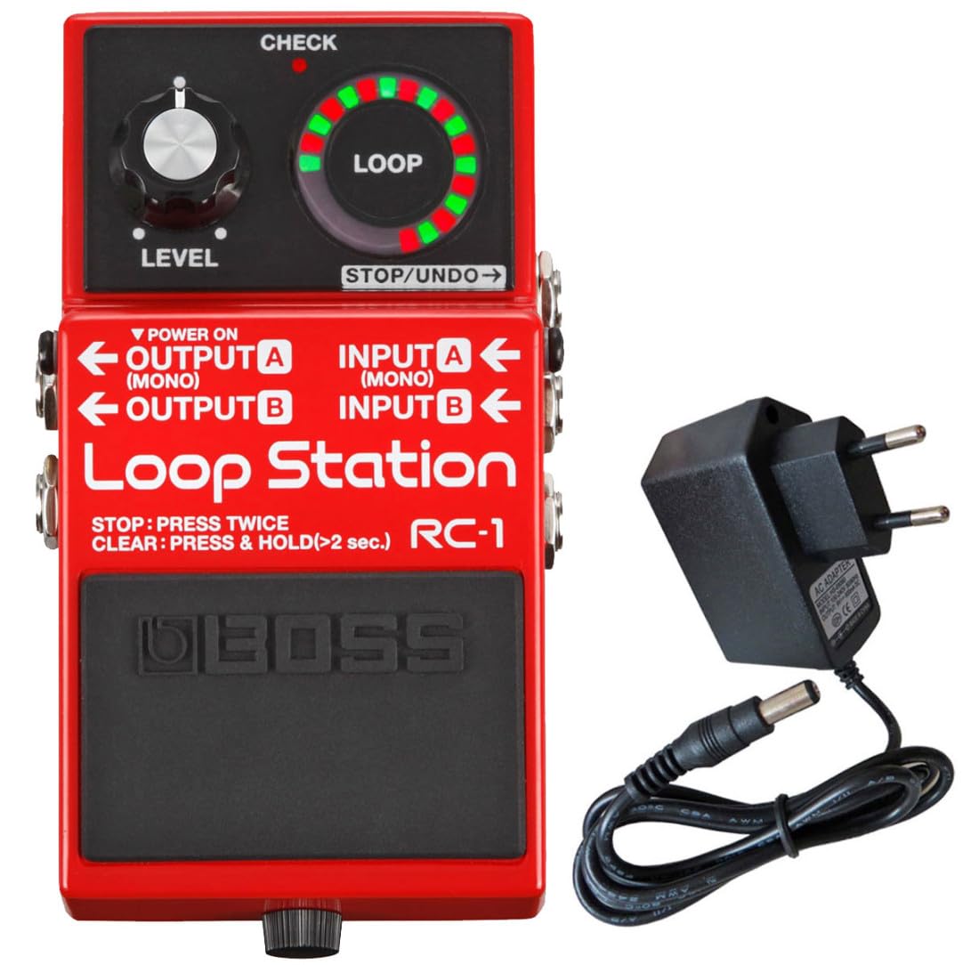 Boss RC-1 Loop Station Looper pedale + alimentatore Keepdrum 9 V