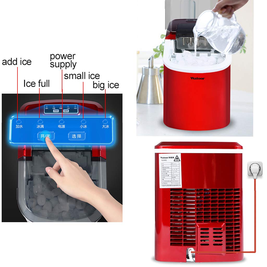 Máquina para Fabricar Hielo para Oficina En Casa, Máquina Para Hacer Hielo En Cubos De Hielo, Portátil, Para Encimera, Eléctrica, con Cesta y Cuchara Extraíbles, 15 Kg de Hielo En 24 Horas