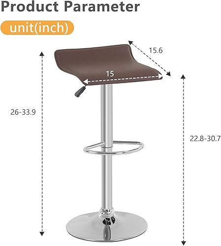 Miniatura 3 de PayLessHere Juego de 2 taburetes de bar modernos de altura ajustable con reposapiés de piel sintética para cocina, encimera, comedor, bar, cafetería