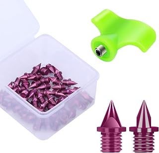 Carbon Steel Track Spikes, 50 Pcs 1/4 Inch Lighter Weight Spikes for Track, 0.47 Grams Spikes with Spike Wrench, Replacement Spikes for Track and Field Sprinting or Cross Country