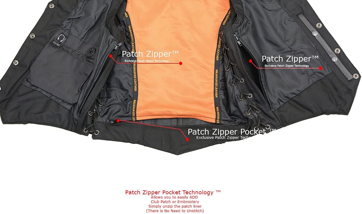 Milwaukee Leather Women's Premium Classic Leather Motorcycle Rider Vest w/Adjustable Side Laces - Medium - Image 4