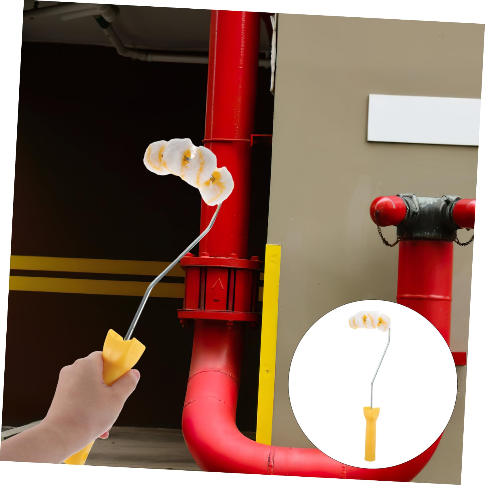Uonlytech 10 Stück 4 Gebogene Kanalbürste Schaumstoffrollen Malen Schaumrolle Mit Hoher Dichte Pfeifenmaler Schaumrollenfarbe Rohr Farbroller-kit Schwammwalzen Zum Streichen Yellow Eisen