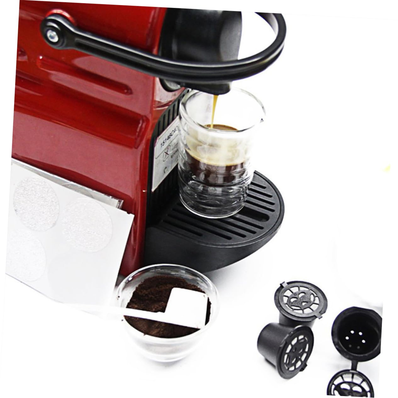 PartyKindom 3pcs Reusable Refillable Capsule Cup Filter Coffee Filter for Machines 3.6x3.6x2.8cm 20ml Capacity Chrome Stainless Steel Mesh