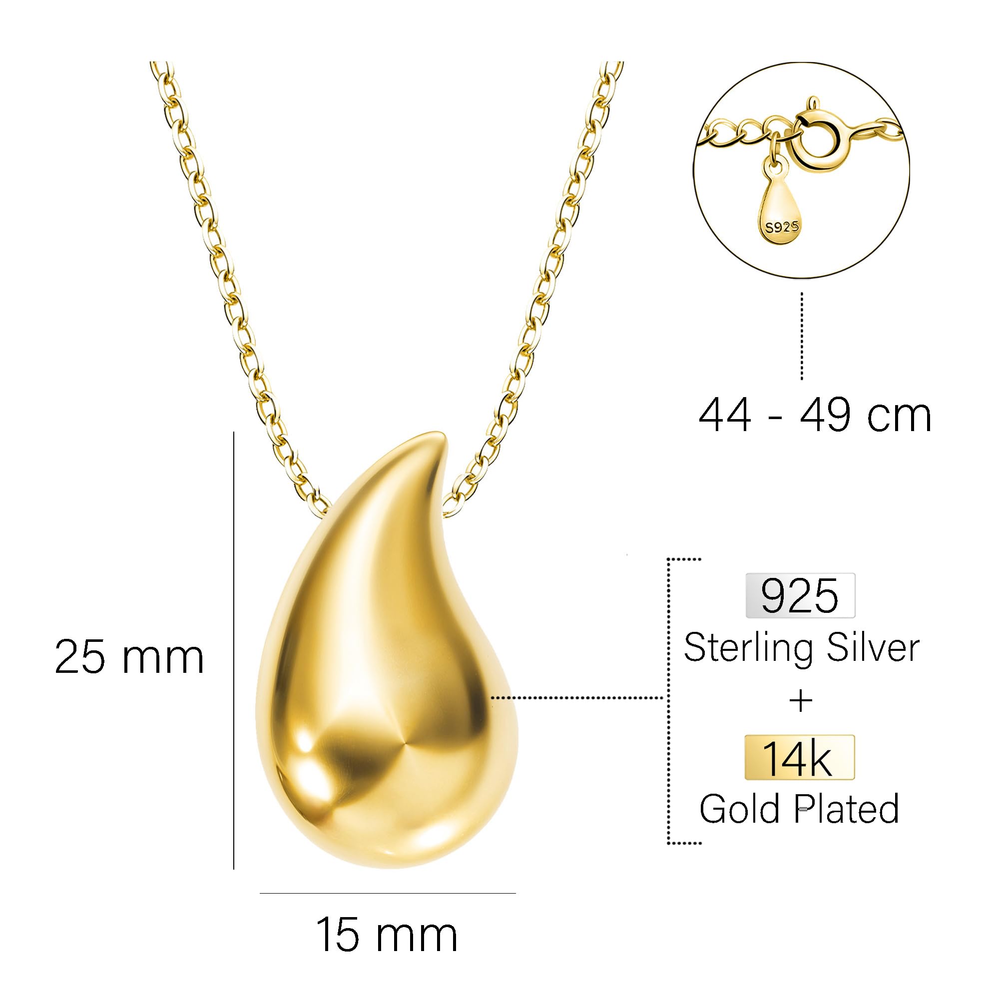 Sofia Milani - Collana da Donna in Argento 925 - con Pietra Zircone - Ciondolo a Goccia