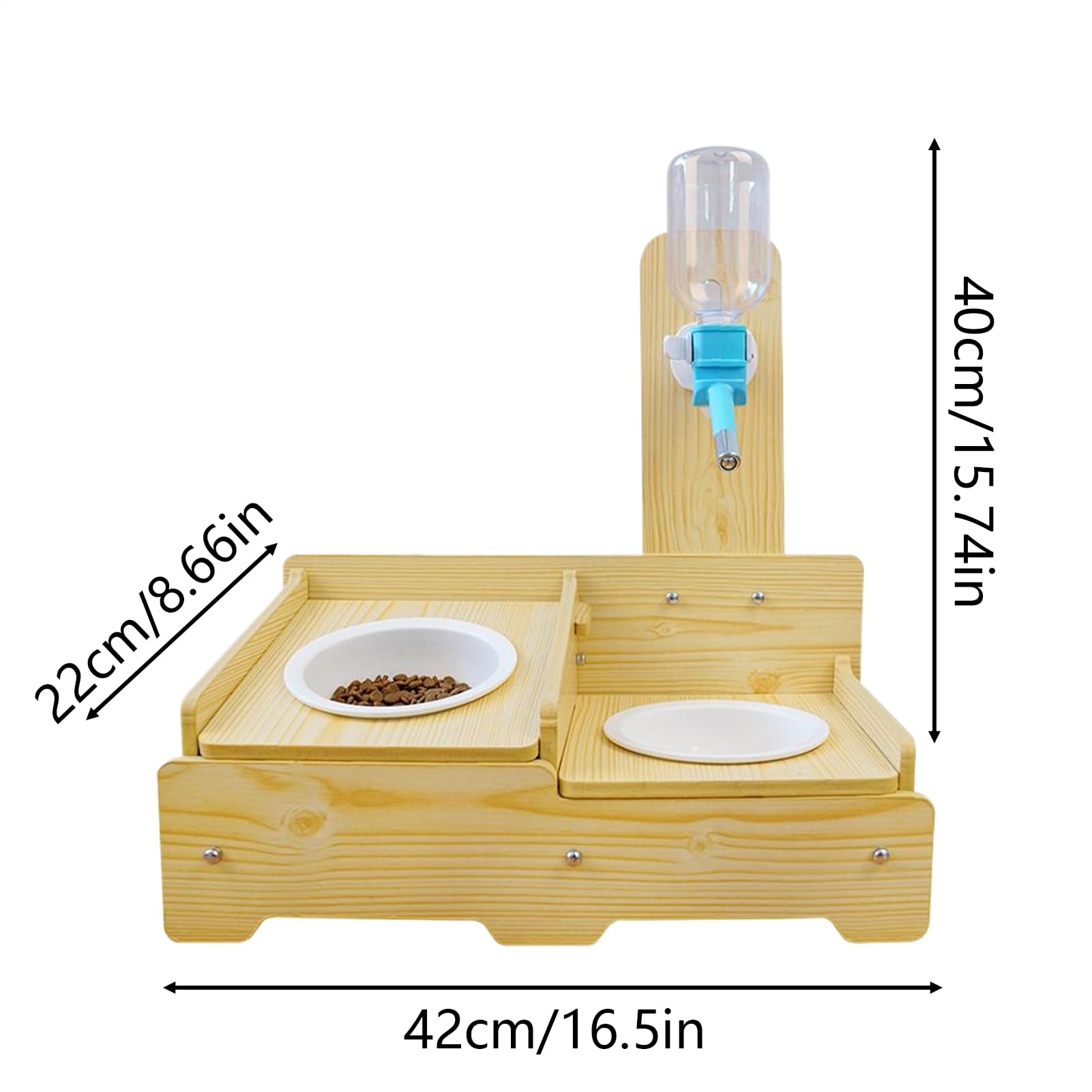 Bebedero para Perros Bebedero De Madera Con 2 Boles | Dispensador De Agua Y Comida Ajustable Felino Para Cachorro Gatito Animal Interior Hogar Balcón Apartamento Exterior